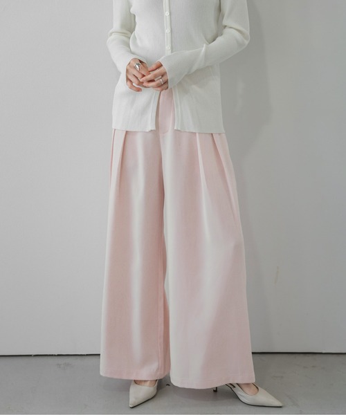 La-gemme(ラジェム)の「タック映え上品ワイドパンツ(その他パンツ・レディース・ライトベージュ/グレー/ベージュ/ブラック/ピンク・M/L)」の1枚目の写真