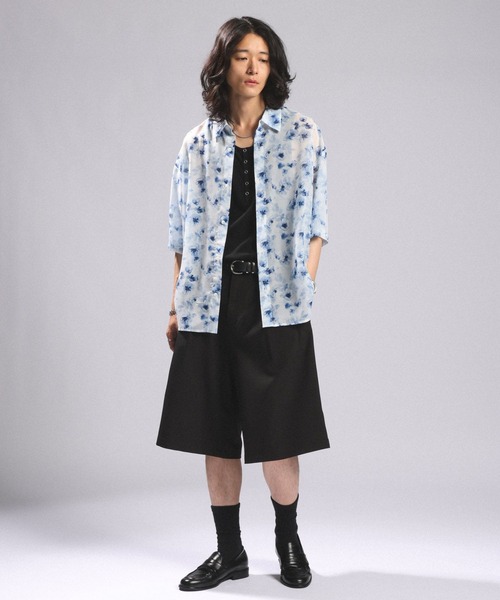 RAGEBLUE（レイジブルー）の「BELTED WIDE HALF SLACKS/ベルト付きワイドハーフスラックス（スラックス・メンズ・ホワイト/ブラック/グレー・MEDIUM/LARGE）」の4枚目の写真