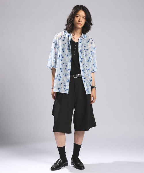 RAGEBLUE（レイジブルー）の「BELTED WIDE HALF SLACKS/ベルト付きワイドハーフスラックス（スラックス・メンズ・ホワイト/ブラック/グレー・MEDIUM/LARGE）」の5枚目の写真