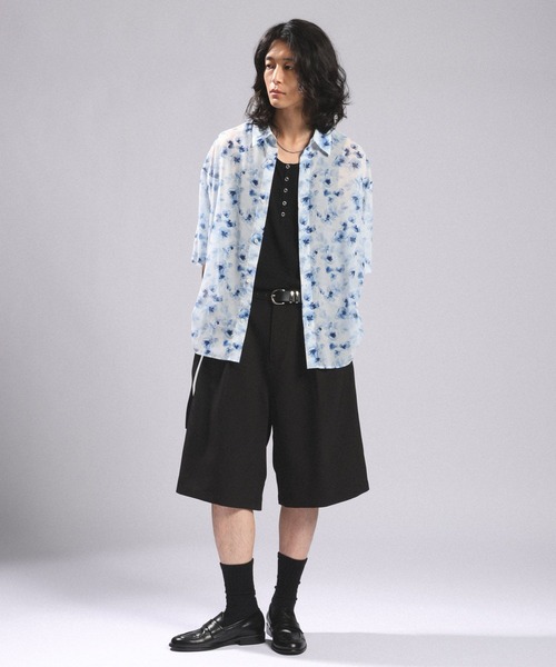 RAGEBLUE（レイジブルー）の「BELTED WIDE HALF SLACKS/ベルト付きワイドハーフスラックス（スラックス・メンズ・ホワイト/ブラック/グレー・MEDIUM/LARGE）」の6枚目の写真