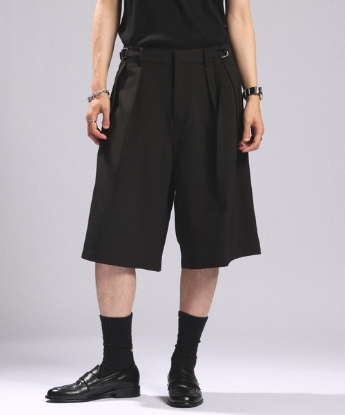 RAGEBLUE（レイジブルー）の「BELTED WIDE HALF SLACKS/ベルト付きワイドハーフスラックス（スラックス・メンズ・ホワイト/ブラック/グレー・MEDIUM/LARGE）」の7枚目の写真