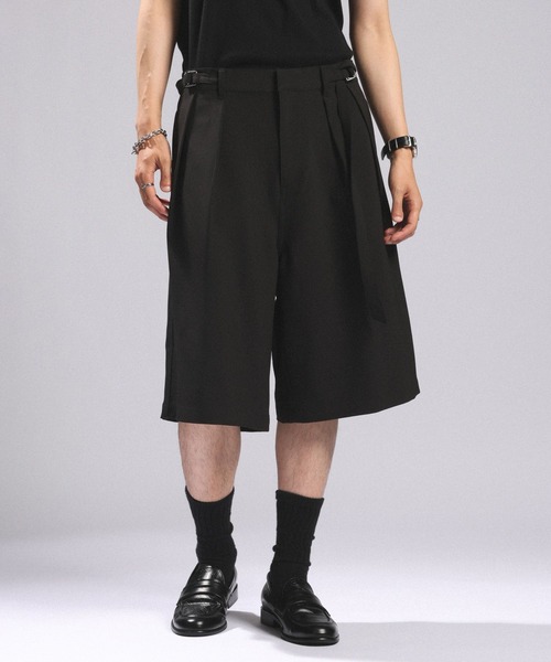 RAGEBLUE（レイジブルー）の「BELTED WIDE HALF SLACKS/ベルト付きワイドハーフスラックス（スラックス・メンズ・ホワイト/ブラック/グレー・MEDIUM/LARGE）」の9枚目の写真