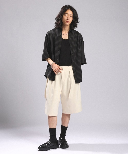 RAGEBLUE（レイジブルー）の「BELTED WIDE HALF SLACKS/ベルト付きワイドハーフスラックス（スラックス・メンズ・ホワイト/ブラック/グレー・MEDIUM/LARGE）」の10枚目の写真