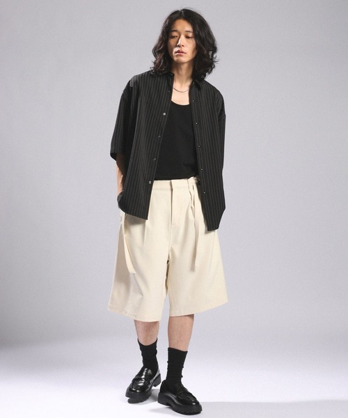 RAGEBLUE（レイジブルー）の「BELTED WIDE HALF SLACKS/ベルト付きワイドハーフスラックス（スラックス・メンズ・ホワイト/ブラック/グレー・MEDIUM/LARGE）」の11枚目の写真