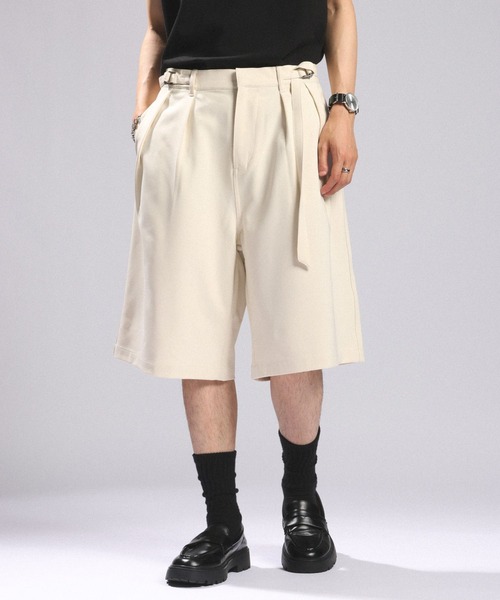 RAGEBLUE（レイジブルー）の「BELTED WIDE HALF SLACKS/ベルト付きワイドハーフスラックス（スラックス・メンズ・ホワイト/ブラック/グレー・MEDIUM/LARGE）」の13枚目の写真