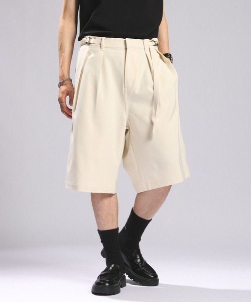 RAGEBLUE（レイジブルー）の「BELTED WIDE HALF SLACKS/ベルト付きワイドハーフスラックス（スラックス・メンズ・ホワイト/ブラック/グレー・MEDIUM/LARGE）」の14枚目の写真