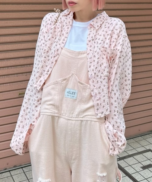 Alley Tokyo（アリートーキョー）の「ガーゼ花柄シャツ（シャツ/ブラウス・レディース・オフホワイト/ピンク・FREE）」の5枚目の写真