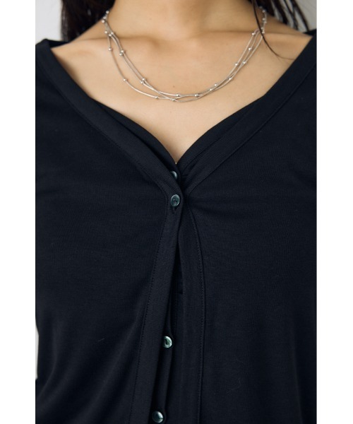 AZUL by moussy(アズールバイマウジー)の「【身長/骨格別着用画像あり】フロントギャザーレイヤードカットカーディガン 秋服 羽織り 長袖 2WAY(カーディガン/ボレロ・レディース・ブラック/杢グレー/オフホワイト/ボルドー・FREE)」の11枚目の写真