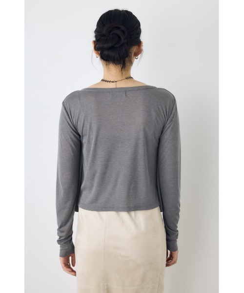 AZUL by moussy(アズールバイマウジー)の「【身長/骨格別着用画像あり】フロントギャザーレイヤードカットカーディガン 秋服 羽織り 長袖 2WAY(カーディガン/ボレロ・レディース・ブラック/杢グレー/オフホワイト/ボルドー・FREE)」の15枚目の写真