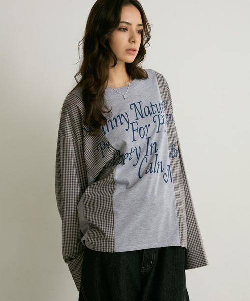 PBLIM(ページボーイリム)の「《UNISEX》リメイクフウルーズロンT(Tシャツ/カットソー・レディース・グレー系/ネイビー系・FREE)」の1枚目の写真