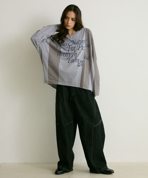 PBLIM(ページボーイリム)の「《UNISEX》リメイクフウルーズロンT(Tシャツ/カットソー・レディース・グレー系/ネイビー系・FREE)」の6枚目の写真