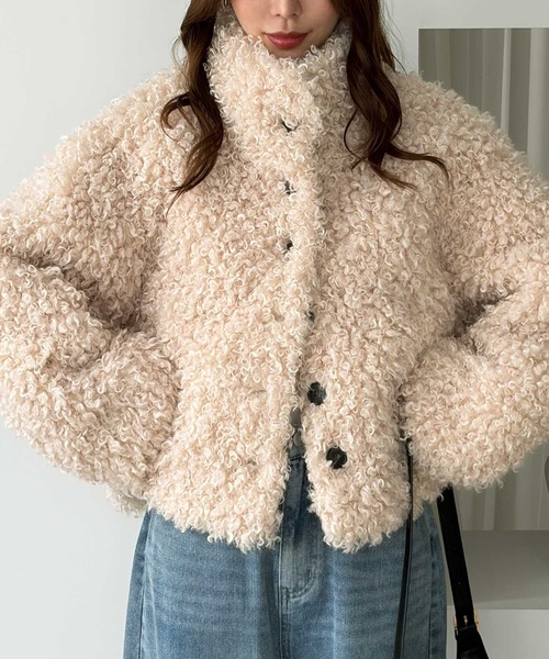 GeeRA(ジーラ)の「プードルファーブルゾン(ブルゾン・レディース・ベージュ/アイボリー/チャコール・LARGE/MEDIUM)」の1枚目の写真
