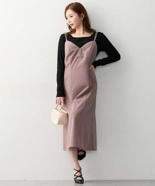 Nissen glamor（ニッセングラマー）の「【大きい胸専用】２WAYダブルストラップキャミワンピース（ポケット付）（ワンピース・レディース・ブラック/モカ・LL/L/M）」の18枚目の写真