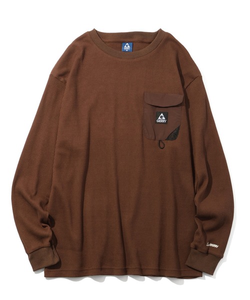 GERRY(ジェリー)の「【GERRY/ジェリー】ナイロンポケット ワッフル ロングスリーブTシャツ(Tシャツ/カットソー・メンズ・ブラック/ブラウン/アイボリー・L/M/LL)」の3枚目の写真