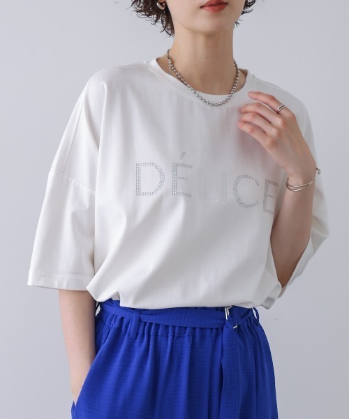 Bou Jeloud(ブージュルード)の「HOTFIX厚盛り刺しゅうロゴT(Tシャツ/カットソー・レディース・ブラウン/オフホワイト/ブラック・FREE)」の2枚目の写真