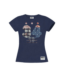 3.4 セミクロップ半袖Tシャツ [ネイビー]