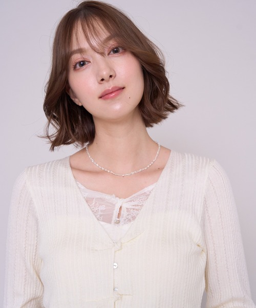 MISCH MASCH(ミッシュマッシュ)の「2026秋冬新作 レースレイヤードリブニット(ニット/セーター・レディース・アイボリー/ブラウン/グレー・フリ-)」の9枚目の写真