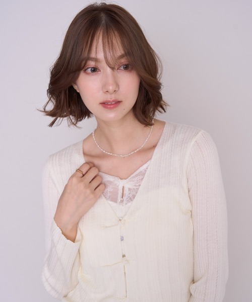 MISCH MASCH(ミッシュマッシュ)の「2026秋冬新作 レースレイヤードリブニット(ニット/セーター・レディース・アイボリー/ブラウン/グレー・フリ-)」の7枚目の写真