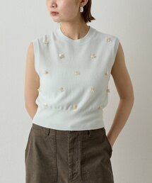 ビーズ刺繍ニットベスト