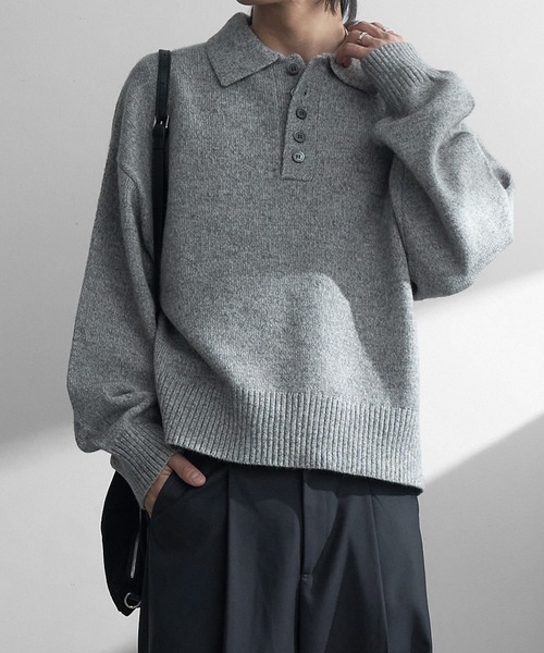 welise（ウェライズ）の「【welise/ウェライズ】-2026AW-マルチプルファンクションズ ショート丈ニットポロシャツ（ポロシャツ・メンズ・ブラック/杢グレー/チャコールグレー/ダークネイビー/ワインレッド・M/S/L）」の3枚目の写真