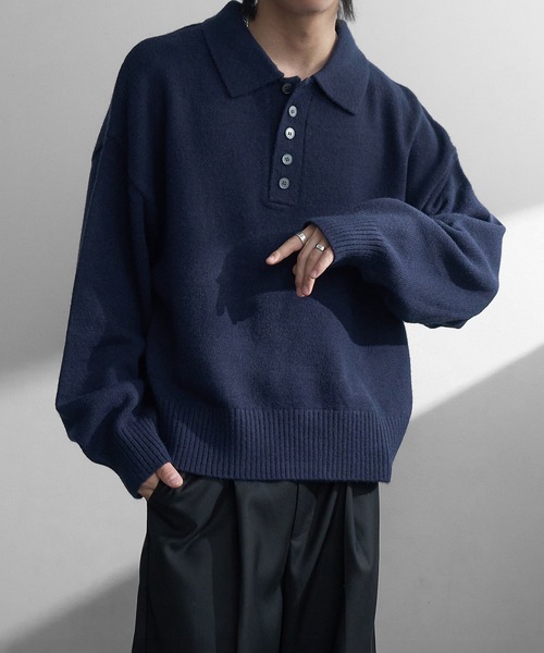 welise（ウェライズ）の「【welise/ウェライズ】-2026AW-マルチプルファンクションズ ショート丈ニットポロシャツ（ポロシャツ・メンズ・ブラック/杢グレー/チャコールグレー/ダークネイビー/ワインレッド・M/S/L）」の4枚目の写真