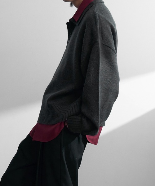 welise（ウェライズ）の「【welise/ウェライズ】-2026AW-マルチプルファンクションズ ショート丈ニットポロシャツ（ポロシャツ・メンズ・ブラック/杢グレー/チャコールグレー/ダークネイビー/ワインレッド・M/S/L）」の15枚目の写真