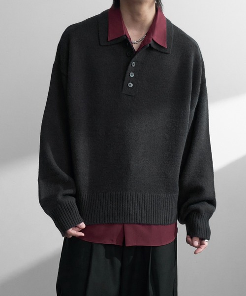 welise（ウェライズ）の「【welise/ウェライズ】-2026AW-マルチプルファンクションズ ショート丈ニットポロシャツ（ポロシャツ・メンズ・ブラック/杢グレー/チャコールグレー/ダークネイビー/ワインレッド・M/S/L）」の12枚目の写真