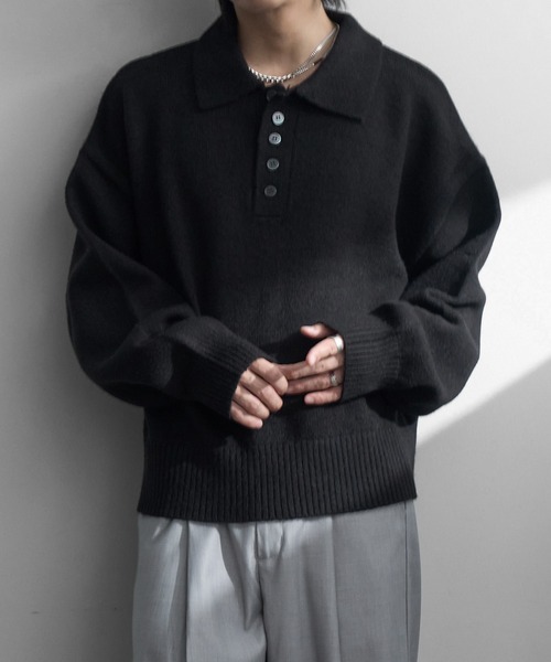 welise（ウェライズ）の「【welise/ウェライズ】-2026AW-マルチプルファンクションズ ショート丈ニットポロシャツ（ポロシャツ・メンズ・ブラック/杢グレー/チャコールグレー/ダークネイビー/ワインレッド・M/S/L）」の19枚目の写真