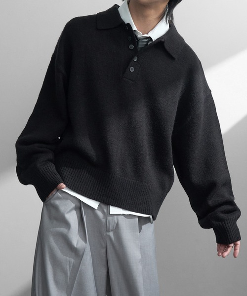 welise（ウェライズ）の「【welise/ウェライズ】-2026AW-マルチプルファンクションズ ショート丈ニットポロシャツ（ポロシャツ・メンズ・ブラック/杢グレー/チャコールグレー/ダークネイビー/ワインレッド・M/S/L）」の21枚目の写真