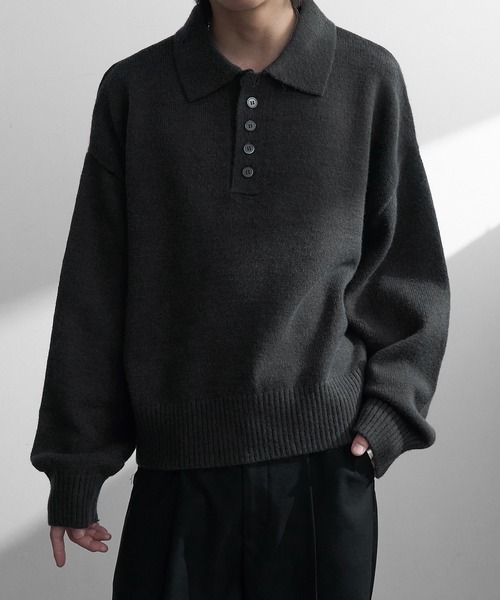 welise（ウェライズ）の「【welise/ウェライズ】-2026AW-マルチプルファンクションズ ショート丈ニットポロシャツ（ポロシャツ・メンズ・ブラック/杢グレー/チャコールグレー/ダークネイビー/ワインレッド・M/S/L）」の8枚目の写真