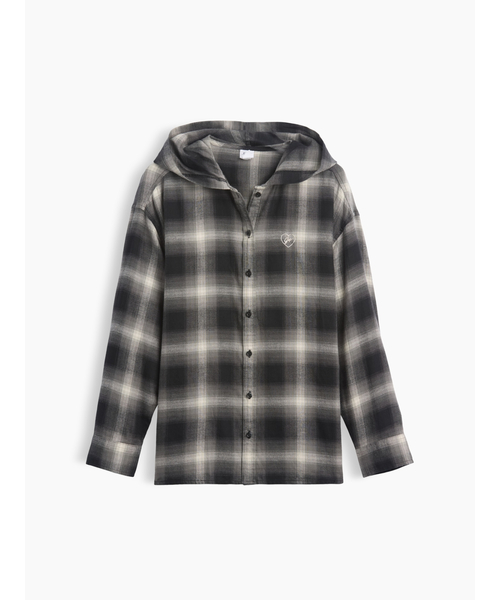 GAP(ギャップ)の「オーバーサイズ フード付き フランネルシャツ (キッズ)(シャツ/ブラウス・キッズ・ブルー系その他/グレー・140cm/150cm/160cm/110cm/120cm/130cm)」の8枚目の写真