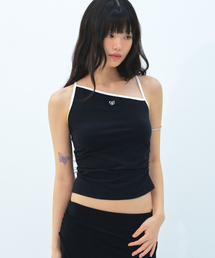 LIE MEQUE（リメーク）の「バタフライ アシンメトリーホルターネック スリーブレス ブラック（Tシャツ/カットソー）」