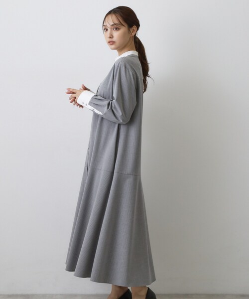 DRESSTERIOR(ドレステリア)の「ウォッシャブルストライプシャツワンピース(ワンピース・レディース・ネイビー系2/ライトグレー系2・36/38)」の1枚目の写真