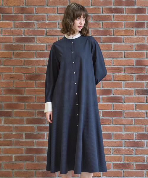 DRESSTERIOR(ドレステリア)の「ウォッシャブルストライプシャツワンピース(ワンピース・レディース・ネイビー系2/ライトグレー系2・36/38)」の2枚目の写真