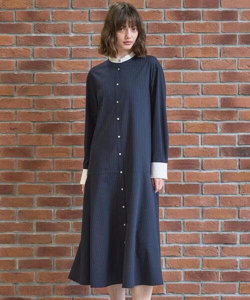 DRESSTERIOR(ドレステリア)の「ウォッシャブルストライプシャツワンピース(ワンピース・レディース・ネイビー系2/ライトグレー系2・36/38)」の5枚目の写真