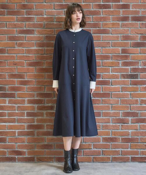 DRESSTERIOR(ドレステリア)の「ウォッシャブルストライプシャツワンピース(ワンピース・レディース・ネイビー系2/ライトグレー系2・36/38)」の6枚目の写真