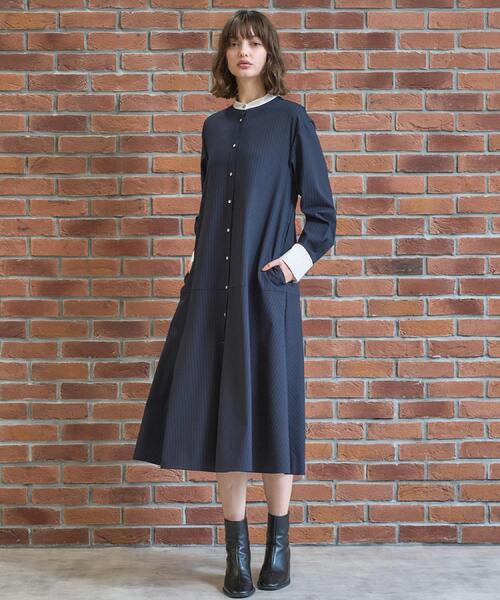 DRESSTERIOR(ドレステリア)の「ウォッシャブルストライプシャツワンピース(ワンピース・レディース・ネイビー系2/ライトグレー系2・36/38)」の7枚目の写真
