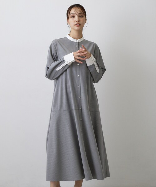DRESSTERIOR(ドレステリア)の「ウォッシャブルストライプシャツワンピース(ワンピース・レディース・ネイビー系2/ライトグレー系2・36/38)」の9枚目の写真