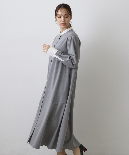 DRESSTERIOR(ドレステリア)の「ウォッシャブルストライプシャツワンピース(ワンピース・レディース・ネイビー系2/ライトグレー系2・36/38)」の10枚目の写真