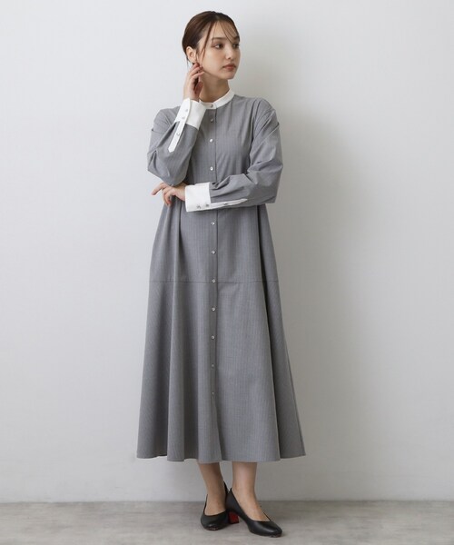 DRESSTERIOR(ドレステリア)の「ウォッシャブルストライプシャツワンピース(ワンピース・レディース・ネイビー系2/ライトグレー系2・36/38)」の11枚目の写真