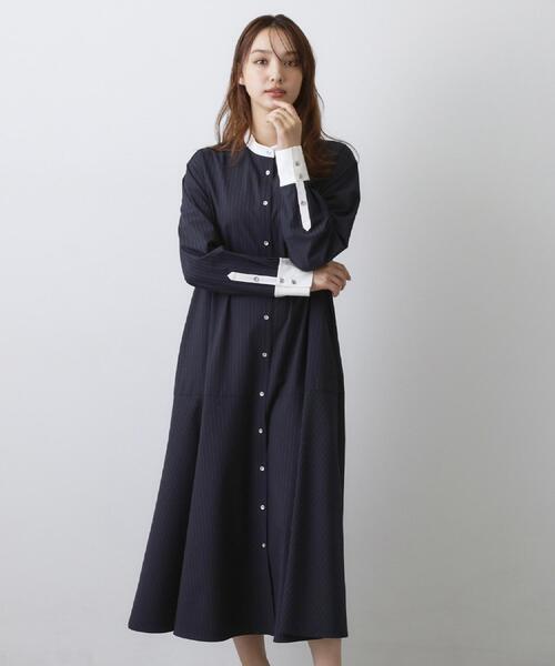 DRESSTERIOR(ドレステリア)の「ウォッシャブルストライプシャツワンピース(ワンピース・レディース・ネイビー系2/ライトグレー系2・36/38)」の13枚目の写真