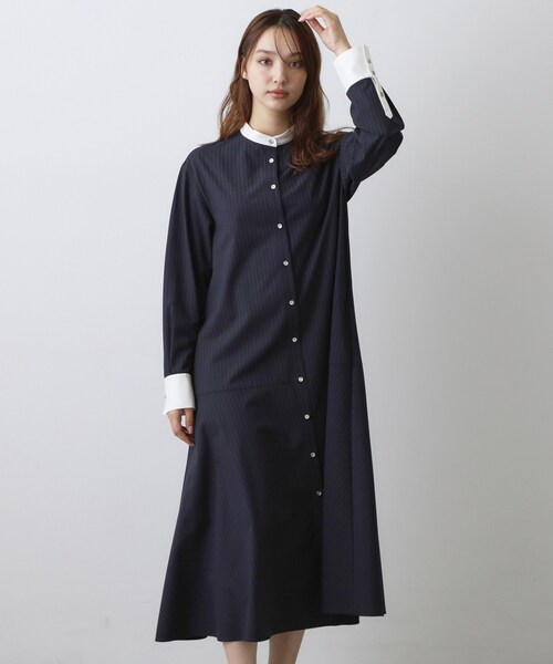 DRESSTERIOR(ドレステリア)の「ウォッシャブルストライプシャツワンピース(ワンピース・レディース・ネイビー系2/ライトグレー系2・36/38)」の14枚目の写真