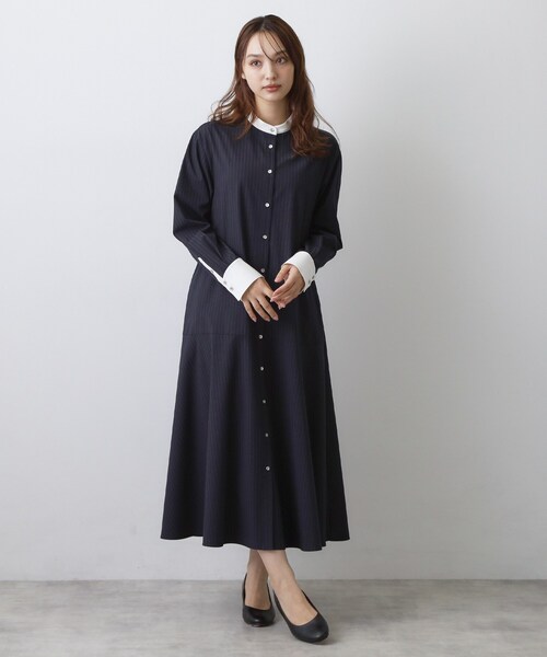 DRESSTERIOR(ドレステリア)の「ウォッシャブルストライプシャツワンピース(ワンピース・レディース・ネイビー系2/ライトグレー系2・36/38)」の16枚目の写真