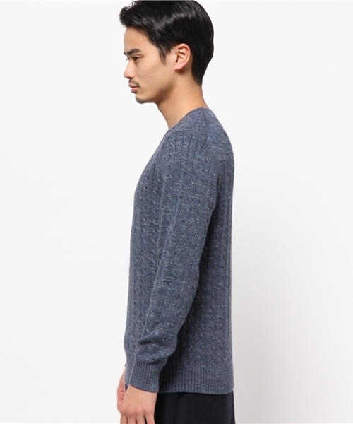 JOURNAL STANDARD（ジャーナルスタンダード）の「スラブコットン ケーブルクルーネックニット#（ニット/セーター・メンズ・グレー/ネイビー/アイボリー/カーキ・MEDIUM/LARGE）」の5枚目の写真
