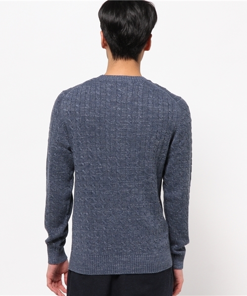 JOURNAL STANDARD（ジャーナルスタンダード）の「スラブコットン ケーブルクルーネックニット#（ニット/セーター・メンズ・グレー/ネイビー/アイボリー/カーキ・MEDIUM/LARGE）」の6枚目の写真