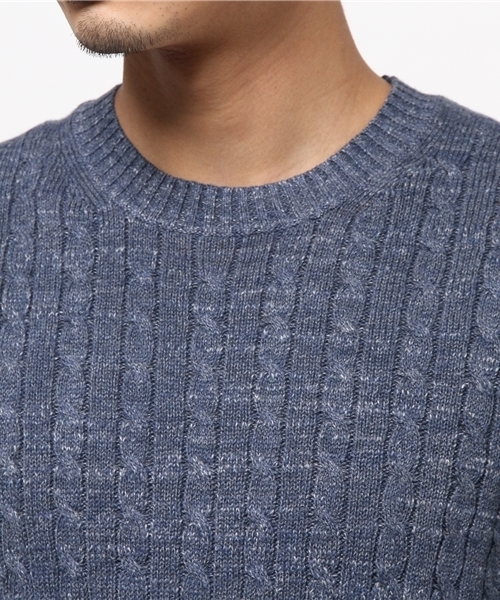 JOURNAL STANDARD（ジャーナルスタンダード）の「スラブコットン ケーブルクルーネックニット#（ニット/セーター・メンズ・グレー/ネイビー/アイボリー/カーキ・MEDIUM/LARGE）」の7枚目の写真