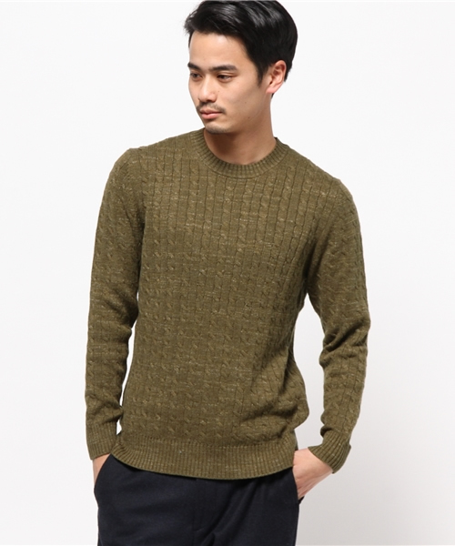JOURNAL STANDARD（ジャーナルスタンダード）の「スラブコットン ケーブルクルーネックニット#（ニット/セーター・メンズ・グレー/ネイビー/アイボリー/カーキ・MEDIUM/LARGE）」の14枚目の写真