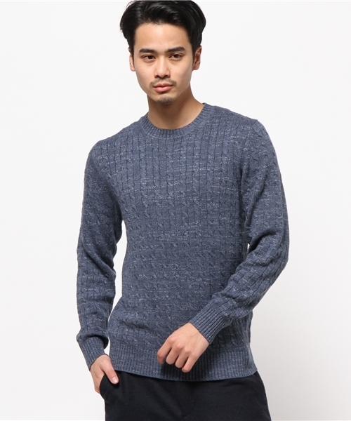 JOURNAL STANDARD（ジャーナルスタンダード）の「スラブコットン ケーブルクルーネックニット#（ニット/セーター・メンズ・グレー/ネイビー/アイボリー/カーキ・MEDIUM/LARGE）」の15枚目の写真