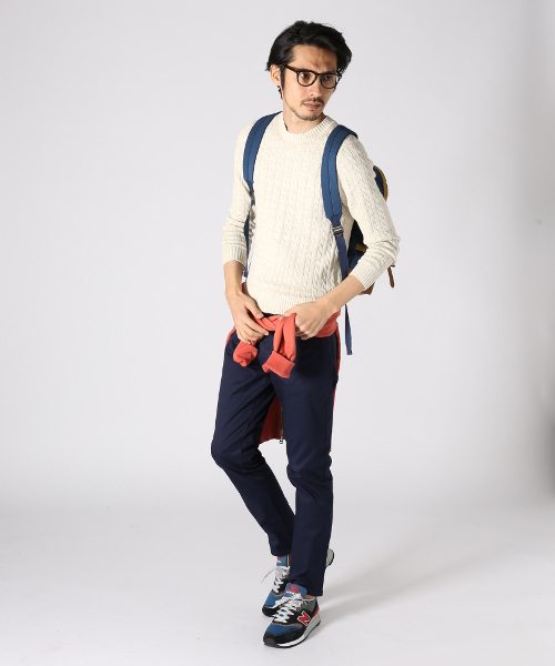 JOURNAL STANDARD（ジャーナルスタンダード）の「スラブコットン ケーブルクルーネックニット#（ニット/セーター・メンズ・グレー/ネイビー/アイボリー/カーキ・MEDIUM/LARGE）」の10枚目の写真