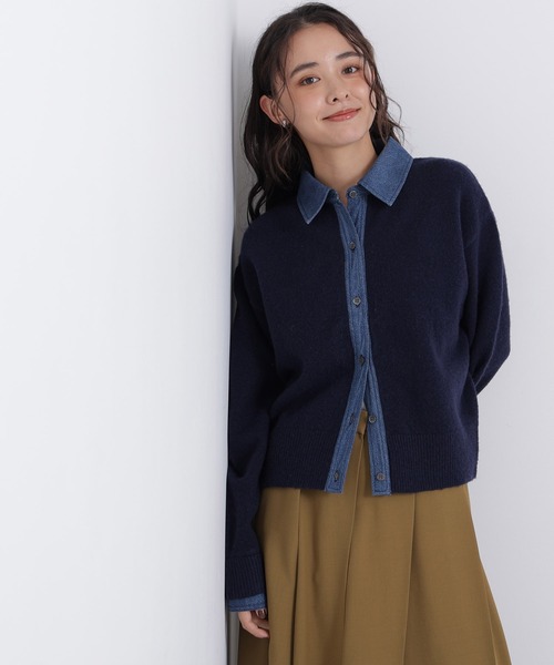 N.(N. Natural Beauty Basic)(エヌエヌナチュラルビューティーベーシック)の「デニムシャツドッキングカーディガン(カーディガン/ボレロ・レディース・ネイビー系/ブラウン系その他/グレー系その他・FREE)」の3枚目の写真